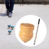 TTETTZ Wooden Trompos Unpainted Wood Blank Tops with Rod Motor Skills Gyro Toy Sturdy Point Wood Carved Tops for Adults Kids, 8 inch with 50cm Rod view 3