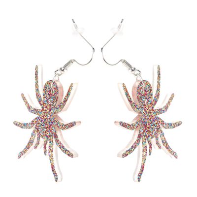 OATIPHO 2pcs Colorful Acrylic Spider Earrings Glittery Halloween Ear Accessories for Women Lightweight and Stylish Insect- for Parties and Festivals
