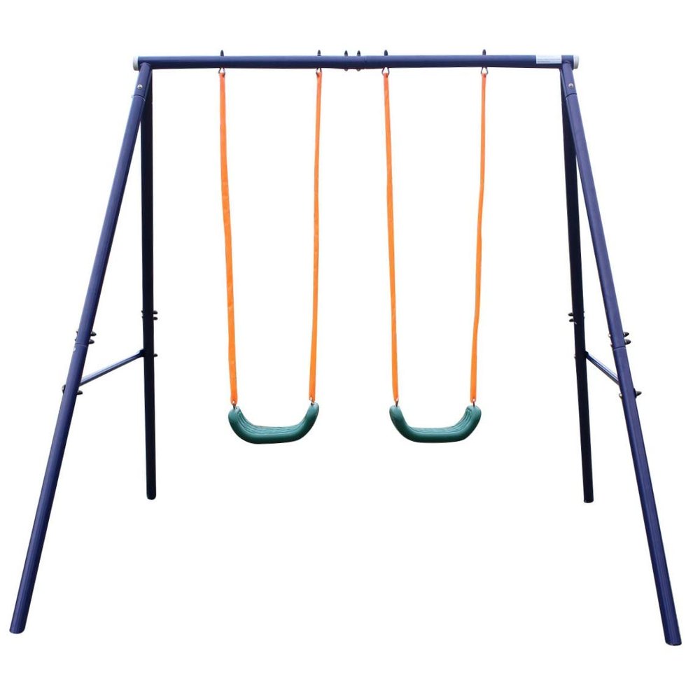 2-Child Swing Set, Sturdy Steel Frame, Weatherproof Backyard Playset with 2 Swing Seats for Kids 3-8 Years Old