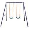 2-Child Swing Set, Sturdy Steel Frame, Weatherproof Backyard Playset with 2 Swing Seats for Kids 3-8 Years Old view 1