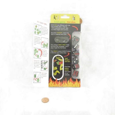 Black Pearlized Spicy Dice Game Cool Game - Hot Dice D6 16mm (5/8in) Set of 6 Dice Koplow Games