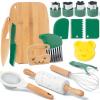17 PCS Kids Knife Set for Real Cooking, Montessori Kitchen Tools for Toddlers, Cooking and Baking Set for Kids Little Chefs, Crinkle Cutter, Cutting Board, Safe Knife view 1