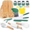 18 PCS Kids Cooking Sets Real, Montessori Kitchen Tools for Toddlers, Cooking & Baking Set for Kids Little Chefs, Toddler Knife Set, Crinkle Cutter, Cutting Board view 1