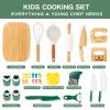 18 PCS Kids Cooking Sets Real, Montessori Kitchen Tools for Toddlers, Cooking & Baking Set for Kids Little Chefs, Toddler Knife Set, Crinkle Cutter, Cutting Board view 2
