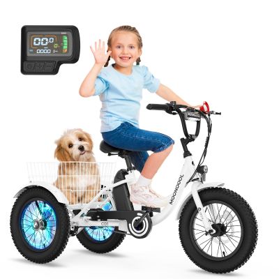 NAIZEA Electric Kids Bike - 16 inch Kids Trike for Boys Girls Age 6-12, e Bike for Children 250W, Kid Balance Bike with Adjustable Seat,Kid's Bikes with Basket, Children Bicycle Multiple Colors