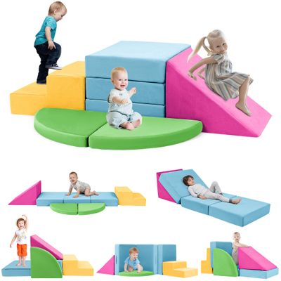 5pcs Foam Climbing Blocks for Toddlers 1-3, Safety First Baby Climbing Blocks Indoor,Soft Play Toys for Infant, Ideal Crawling and Exploration Play Set for Baby Gym/Toddler PlaygroundColorful