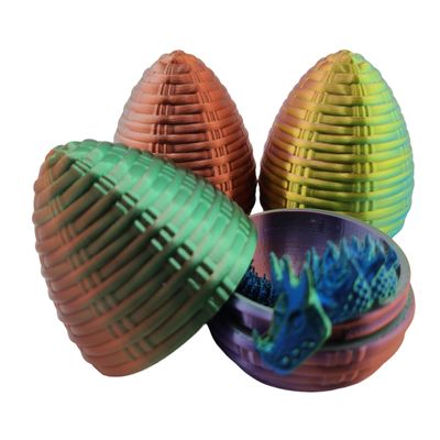 Hatchable Blind Box Basket Pattern Dragon Egg with Small Dragon (Red-Yellow-Blue)