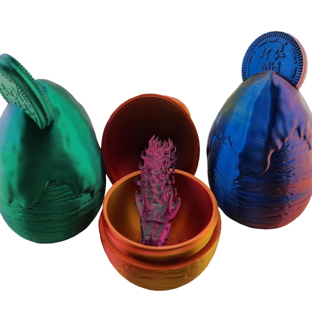 Hatchable Blind Box Ice Cream Pattern Dragon Egg with Small Dragon (Red-Yellow-Blue)
