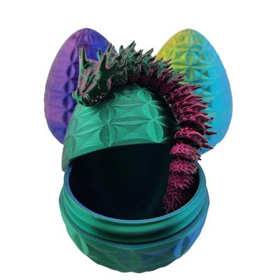 Hatchable Blind Box Geometric Pattern Dragon Egg with Small Dragon (Black-Blue-Purple)