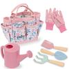 Funeta Floral Kids Gardening Set - Toddler Garden Tools, No-Leak Watering Can & Quality Tote Bag - Safe Metal Tools for Kids view 1