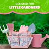 Funeta Floral Kids Gardening Set - Toddler Garden Tools, No-Leak Watering Can & Quality Tote Bag - Safe Metal Tools for Kids view 3