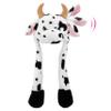 Bubblepompom Cow Hat with Ears Moving Jumping Pop Up Beating Hat Plush Farm Animal Holiday Cosplay Dress Up Funny Party Gift for Kids Girls, 22'' view 1