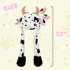 Bubblepompom Cow Hat with Ears Moving Jumping Pop Up Beating Hat Plush Farm Animal Holiday Cosplay Dress Up Funny Party Gift for Kids Girls, 22'' view 2