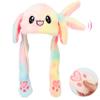 Bubblepompom Rainbow Bunny Hat with Ears Moving Jumping Pop Up Beating Hat Plush Holiday Cosplay Dress Up Funny Party Gift for Kids Boys Girls, Colorful, 22'' view 1