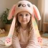 Bubblepompom Rainbow Bunny Hat with Ears Moving Jumping Pop Up Beating Hat Plush Holiday Cosplay Dress Up Funny Party Gift for Kids Boys Girls, Colorful, 22'' view 4