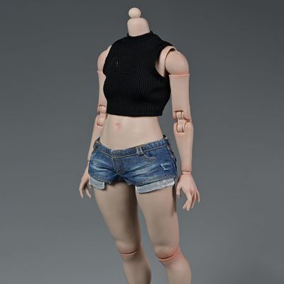 1/6 Scale Female Clothes,Female Denim Shorts Hot Pants Clothing for 12inch PH TBL JO Worldbox Action Figure (Dark Blue-Short Version)