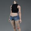 1/6 Scale Female Clothes,Female Denim Shorts Hot Pants Clothing for 12inch PH TBL JO Worldbox Action Figure (Dark Blue-Short Version) view 1