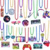 Ecally 100 Pcs 80s Beaded Necklaces 80s Party Decorations Neon Retro Glow Disco Party Rock Music Beaded Necklaces Neon Jewelry for Women Favors view 1