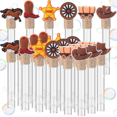 Vinsot 36 Pcs Western Cowboy Party Favors Cute Cowboy Bubble Wands for Kids Mini Bubble Wands Tube Toys Bulk for Birthday Gift Goody Bags Stuffer Classroom Prizes