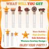 Vinsot 36 Pcs Western Cowboy Party Favors Cute Cowboy Bubble Wands for Kids Mini Bubble Wands Tube Toys Bulk for Birthday Gift Goody Bags Stuffer Classroom Prizes view 2