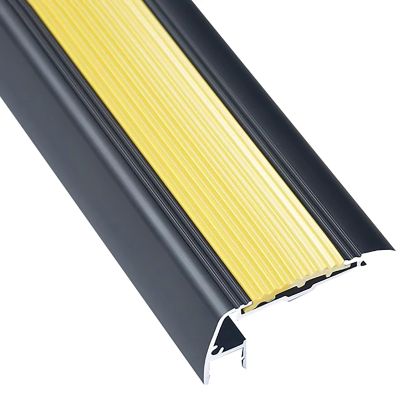 10 Pack Stair Nosing Molding Aluminum Alloy Stair Edging, Anti Slip Strip with Light Slot Step Edge Trimwith 24V 100W Transformer(Yellow)