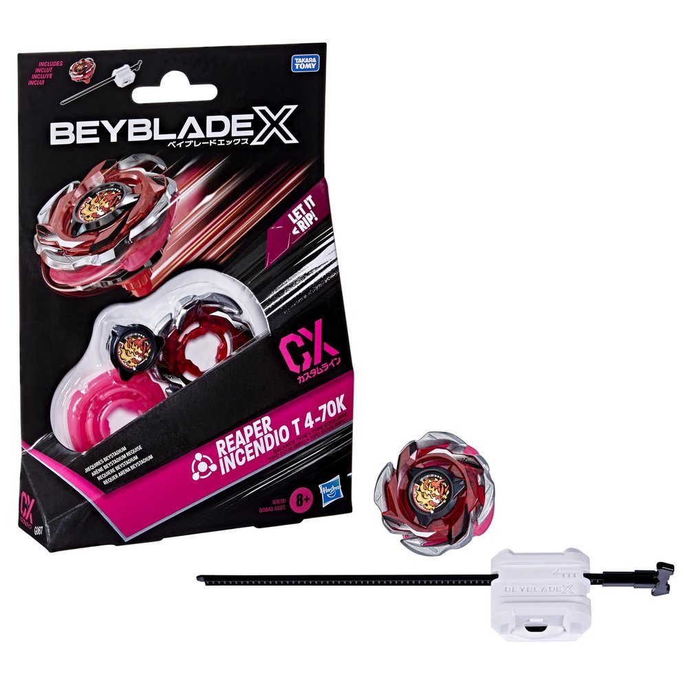 Beyblade X, Starter Pack Reaper Incendio T 4-70K CX with Spinning Top and Launcher