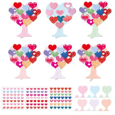 1008 Pcs Classroom Tree Bulletin Board Decorations Set 3D Heart Tree Craft DIY Sticker Crafts Self-Adhesive Stickers Wedding Heart Decoration of Valentine's Day Back to School Christmas 24 Set