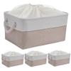 4Pcs Storage Basket Foldable Linen Fabric Basket with Handles 18x14x10" Large Dustproof Closet Shelf Organizer for Cupboards Wardrobe Shelves Bathroom Baskets for Organizing Closet Storage Linen Clos view 1
