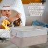 4Pcs Storage Basket Foldable Linen Fabric Basket with Handles 18x14x10" Large Dustproof Closet Shelf Organizer for Cupboards Wardrobe Shelves Bathroom Baskets for Organizing Closet Storage Linen Clos view 2