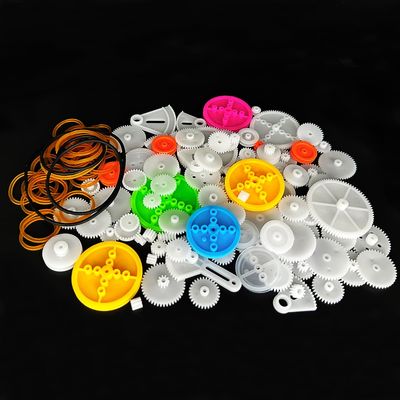 130PCS 0.5 Module Plastic Gear Set Belt Pulley with Rubber Band Single Gear Reduction Gear Spindle Gear Small Motor Gears for DC Motor RC Car Truck Robot Helicopter DIY Model Toy Parts (130)