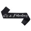 NAUXIUDSJS 60th Birthday Sash, Fabulous 60 Birthday Black Satin Sash with Silver Foil Letter, Happy 60th Birthday Accessories Decorations Party Favor,Black Silver view 1