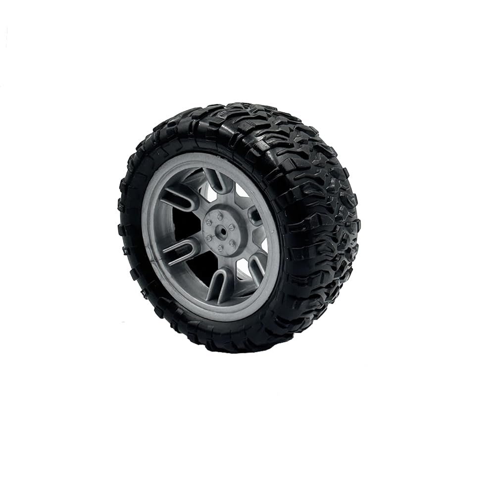 4PCS Toy Car Wheel 60mm Toy Car Rubber Tire Wheels with Shaft Round Rod Axles for RC Car Truck Robot DIY Model Toy Parts
