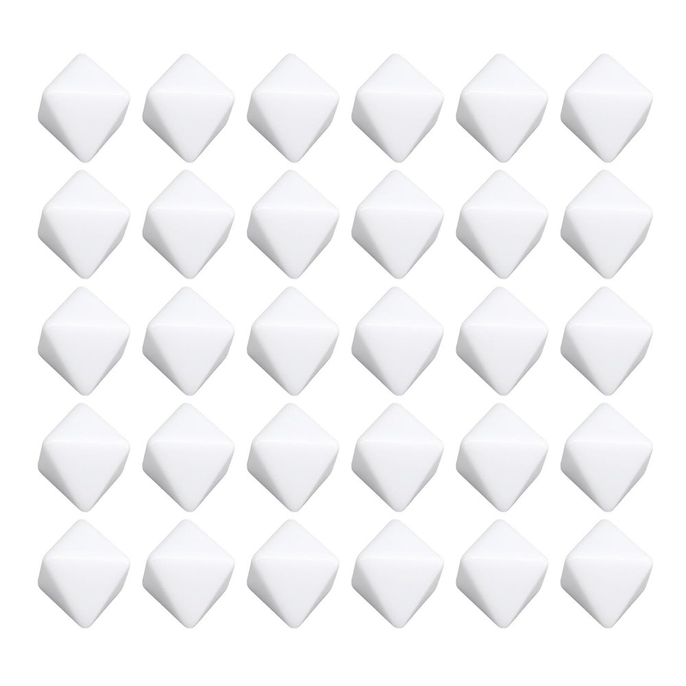 30pcs White Dice, Multifunctional 8 Sided Plastic Polyhedral Dice Set for Board Games Teaching