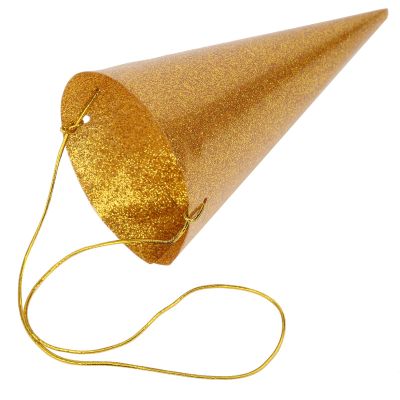 Alomejor Birthday Party Crown Glitter Cone Hats Party Hat Decorations for Children Party Holiday Celebration (Gold)
