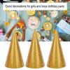 Alomejor Birthday Party Crown Glitter Cone Hats Party Hat Decorations for Children Party Holiday Celebration (Gold) view 3