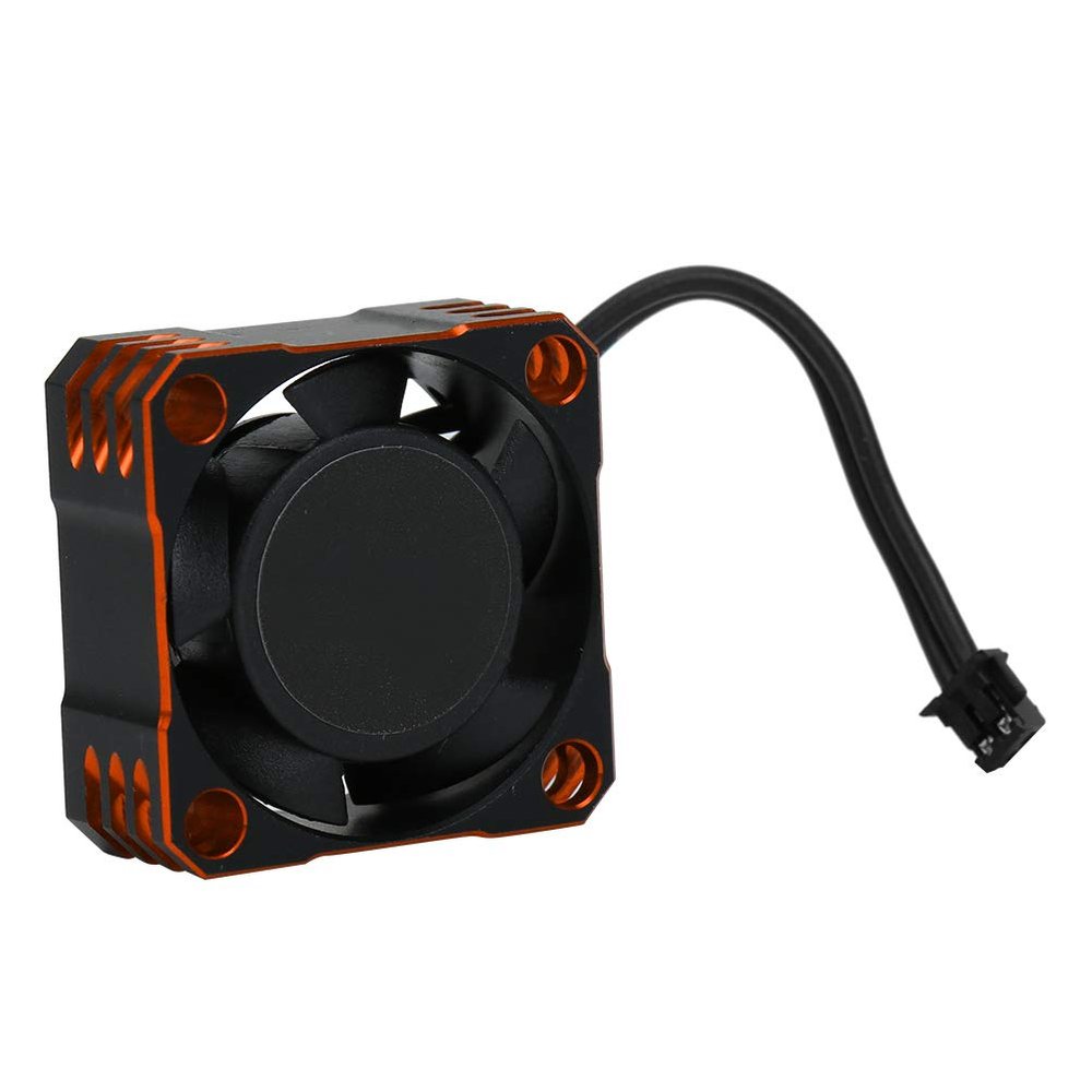 Alomejor Small Size Light Weight Easy Install and Remove Aluminum Cooling Fan with for Electric RC Car Heat Dissipation (Black Orange)