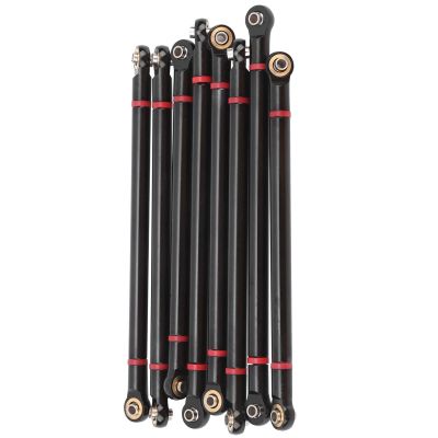 Alomejor Pull Rod Metal Upgrade Link Rod 8PCS SCX10 Crawler Car Modified Parts Simulation Performance (Black)