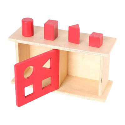 DYNWAVE Montessori Shape Sorting Box for Early Childhood Development, red Sliding lid