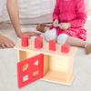 DYNWAVE Montessori Shape Sorting Box for Early Childhood Development, red Sliding lid view 3