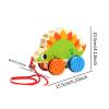 Amagogo Pull Along Toy with String Animal Push and Pull Along Toy Fine Motor Skills Walking Wooden Toy for 1 Year Olds Gifts, Stegosaurus view 2