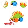 Amagogo Pull Along Toy with String Animal Push and Pull Along Toy Fine Motor Skills Walking Wooden Toy for 1 Year Olds Gifts, Stegosaurus view 3