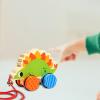Amagogo Pull Along Toy with String Animal Push and Pull Along Toy Fine Motor Skills Walking Wooden Toy for 1 Year Olds Gifts, Stegosaurus view 4