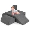 Costzon Toddler Climbing Toys Indoor, 6 Pieces Foam Climbing Blocks for Baby Inside with Skin-Friendly Chenille Fabric, 30D High-Density Foam & Carrying Handles, Soft Play Climbing for Toddlers (Gray) view 1