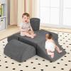 Costzon Toddler Climbing Toys Indoor, 6 Pieces Foam Climbing Blocks for Baby Inside with Skin-Friendly Chenille Fabric, 30D High-Density Foam & Carrying Handles, Soft Play Climbing for Toddlers (Gray) view 2