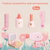 Wooden Vanity Set for Kids, Pretend Play Toddler Makeup Vanity Table Toys with 360 Rotatable Mirror, Beauty Salon Set Includes Makeup Accessories, Little Girls Gift Age 3+ (Pink) view 3