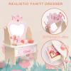 Wooden Vanity Set for Kids, Pretend Play Toddler Makeup Vanity Table Toys with 360 Rotatable Mirror, Beauty Salon Set Includes Makeup Accessories, Little Girls Gift Age 3+ (Pink) view 4