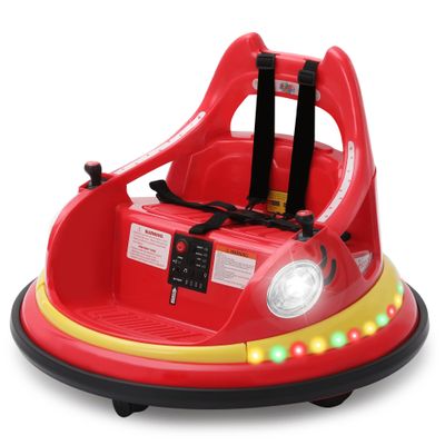 12V Electric Ride On Bumper Car for Toddler & Kids Ages 1.5-6 Years with Remote Control, 2PCS DIY Stickers, 360 Degree Spin, Lights, Sounds, Red