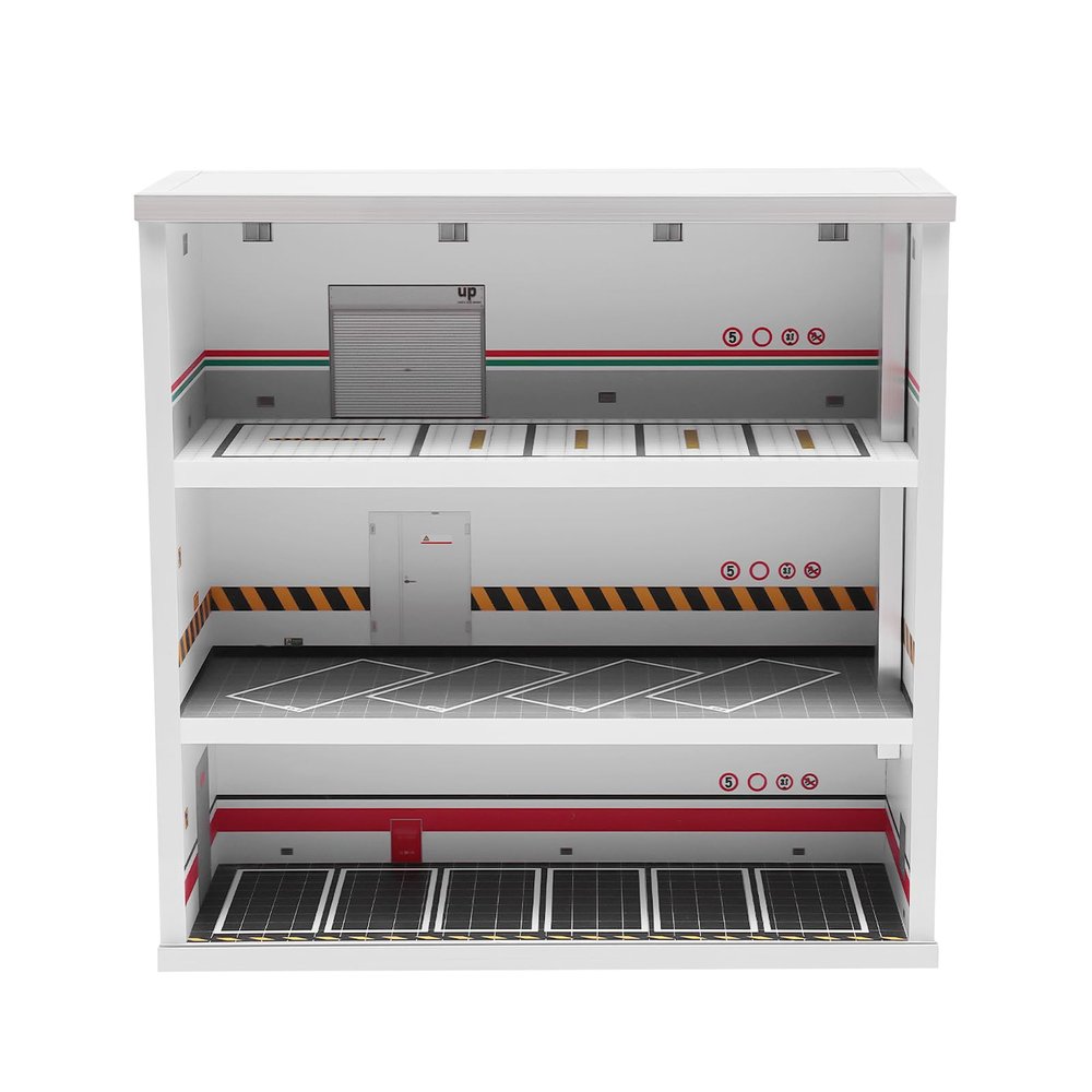 1/64 Car Garage Parking Lot Model 3 Tiers Acrylic Garage Display with LED Light for Storage&Display