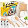 Wooden Safe Real Cooking Tool Set for Kids Toddler Teen  Montessori Kitchen Accessories & Utensils for Little Chef, with Children Proof Knife & Baking Kit, Youth Friendly Culinary Kit for Girl & Boy view 1