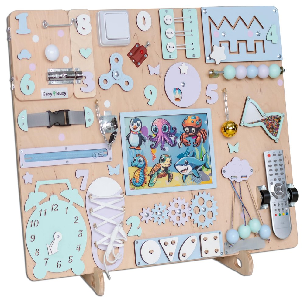 Magnetic Seaworld Busy Board for Toddlers  Large Sensory Activity Board with 26+ Features & 8 Magnetic Animals  Ideal Christmas Gift for Ages 1-3